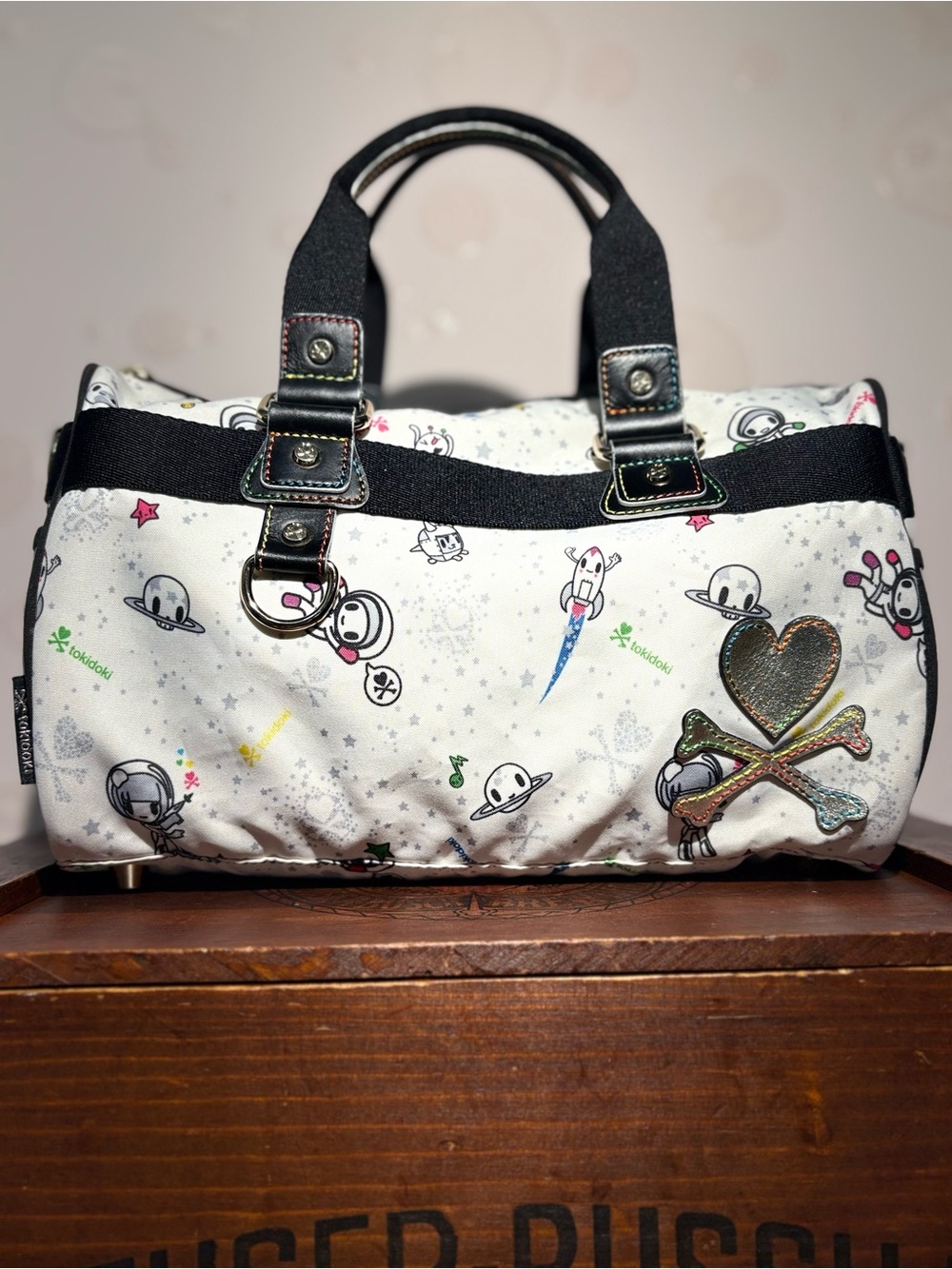 Tokidoki Rare Vintage "Astronauta" Space Print Barrel Handbag Satchel Y2K
